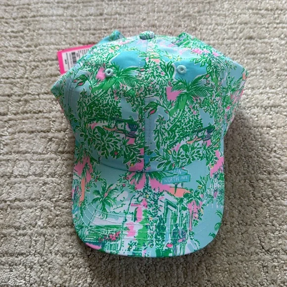 NWT Lilly Pulitzer Run Around Baseball Cap Hat in Lilly Loves Palm Beach - Picture 1 of 4